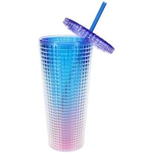 Gradient Tumbler with Straw - Blue and Pink
